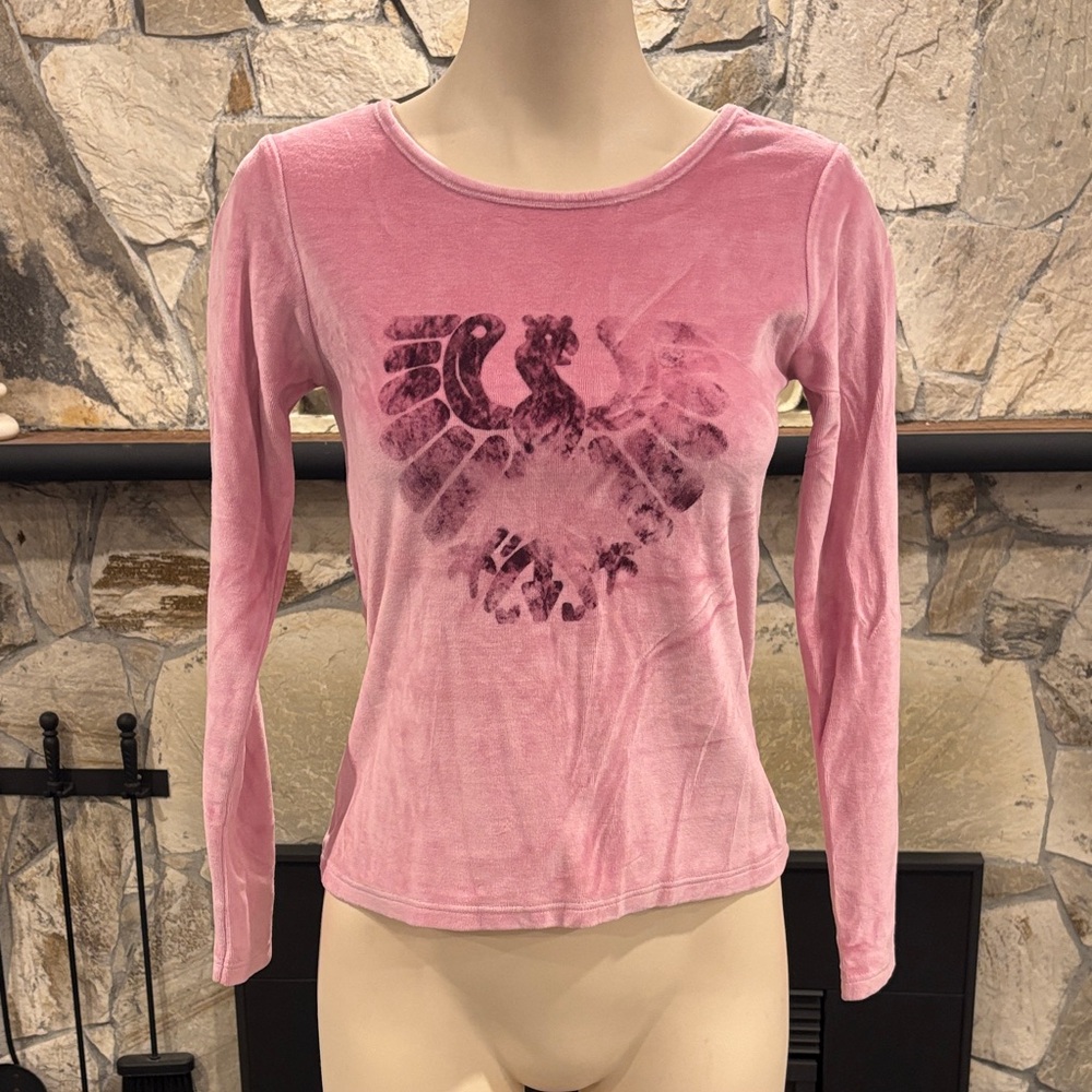 Pink Geiger Long Sleeve Top with Eagle Design